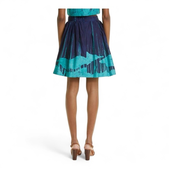 Busayo Ola Batik Fit & Flare Cotton Skirt In Dark Green NWT - Picture 5 of 8